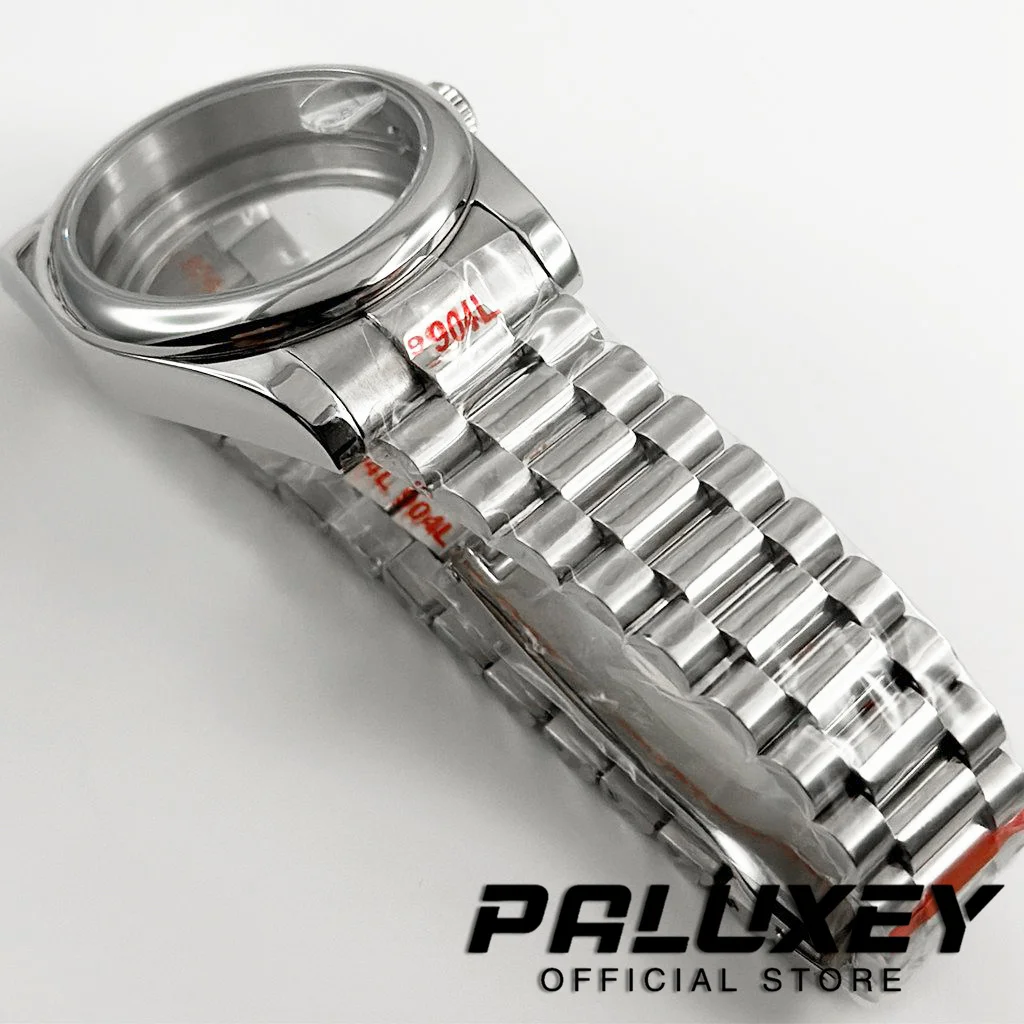 Sapphire Crystal Steel Watch Case with President Strap - Premium Automatic Movement Ready