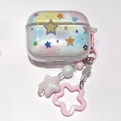 Gradient Star Print Soft TPU Earphone Case - Cute Design Headphone Cover - OPPO Enco AIR4PRO (Khaki)
