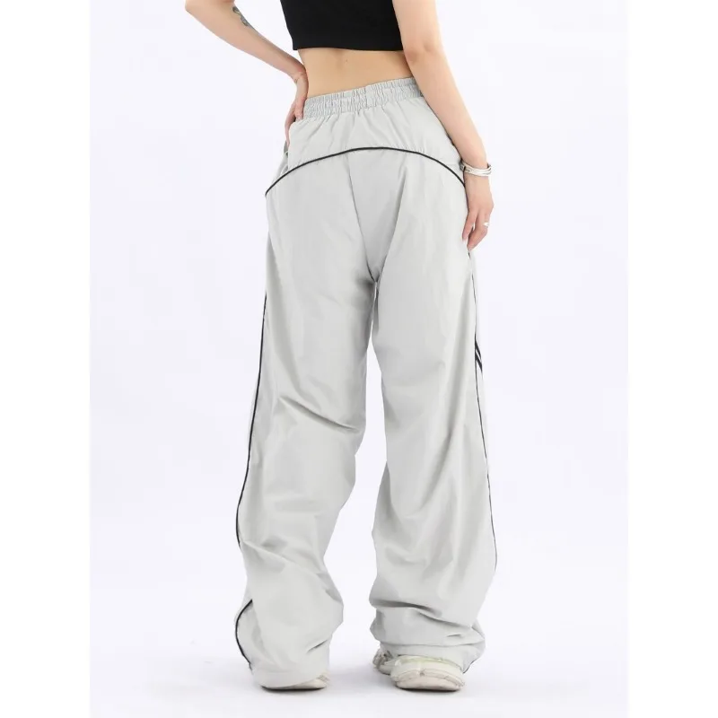 Deeptown Black Baggy Casual Parachute Pants Women Autumn Harajuku Stripe Sweatpants Korean Fashion Vintage Jogging Female Hippie