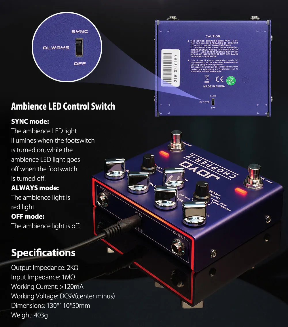 R-18 CHOPPER-Z Distortion Guitar Pedal with Preamp Mode and Noise Gate Effect Mo