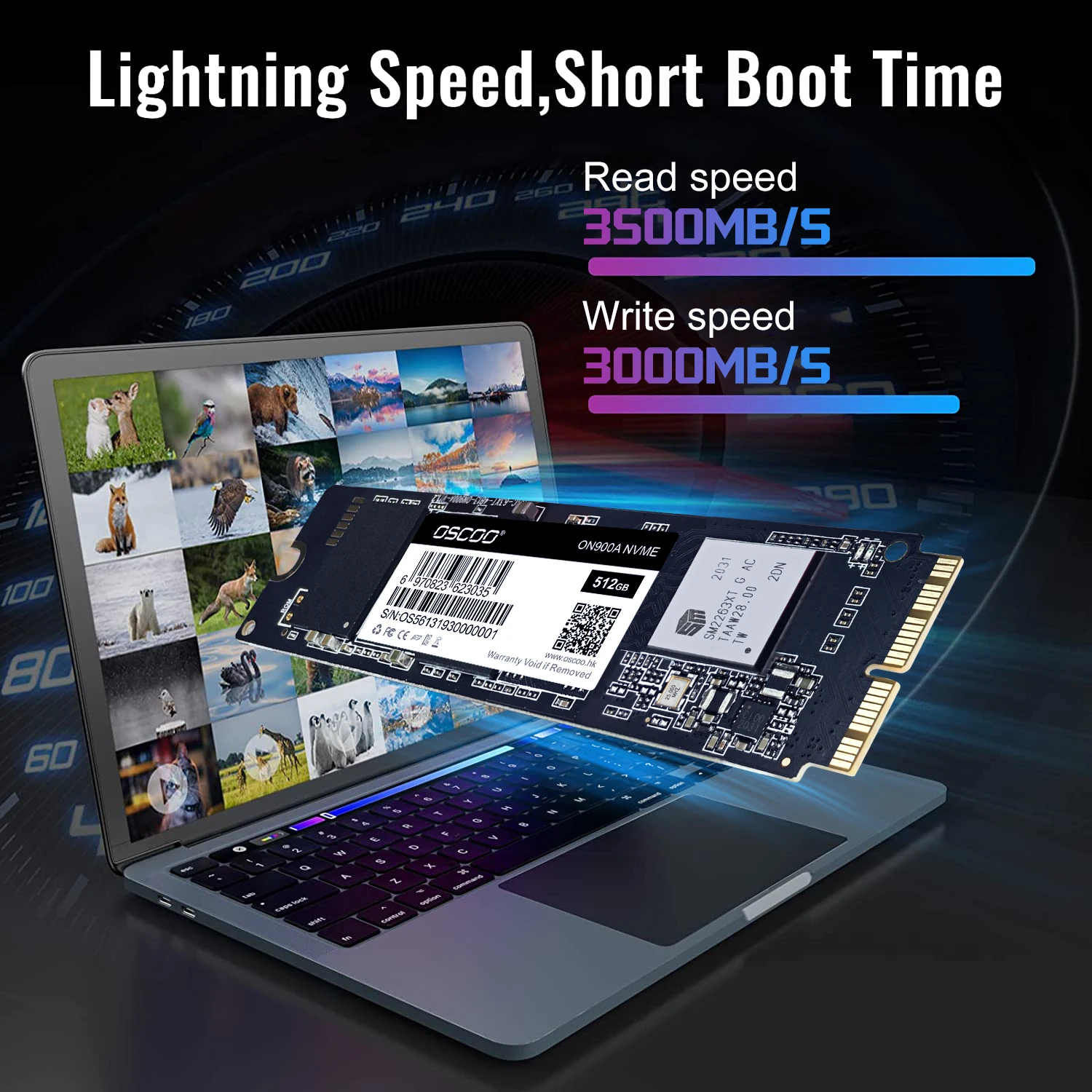 OSCOO SSD NVMe PCle SSD Hard Drive 2TB For MacBook Air