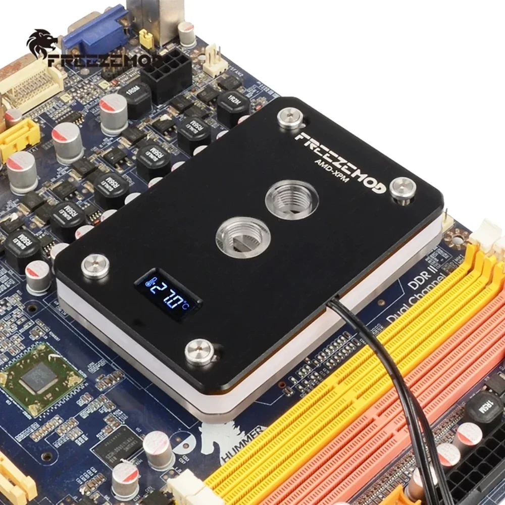 Zemod Cpu Bloco de Água com Monitor de Termômetro para Amd Am5 Am3 Am2 Cpu Refrigerador de Água 5v Argb Aura Sync - Imagem 5