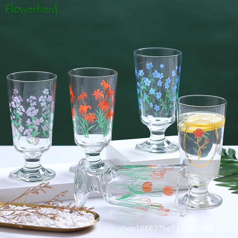 LavenderRoseLilyTulipGypsophilaGlassGobletWaterCupHousehold