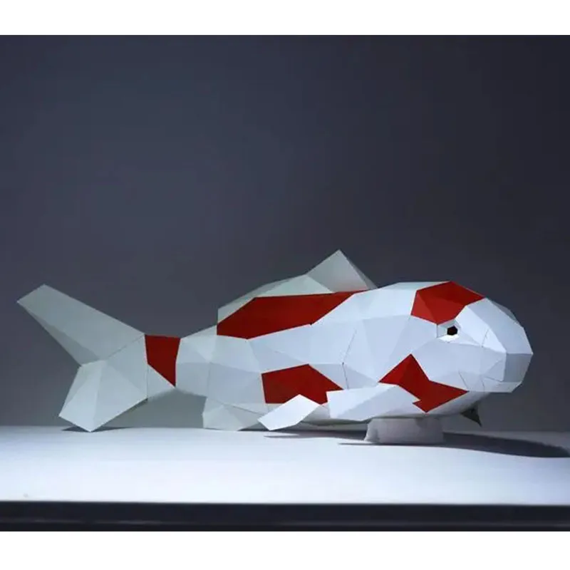 물고기 3D 종이 모델 수제 동물 종이 접기, 로우 폴리 어린이, 성인 DIY 종이 공예, 집 방 장식, 현관 장식, 창의적인 장난감