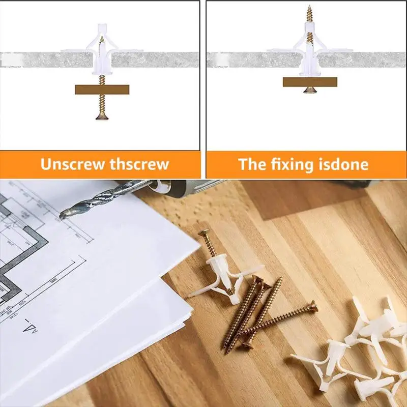 Nylon Aircraft Shape Butterfly Type Plastic Expansion Drywall Anchor Pipe Tube Kit Screw Self Drilling Wall Pierced Home Pierced