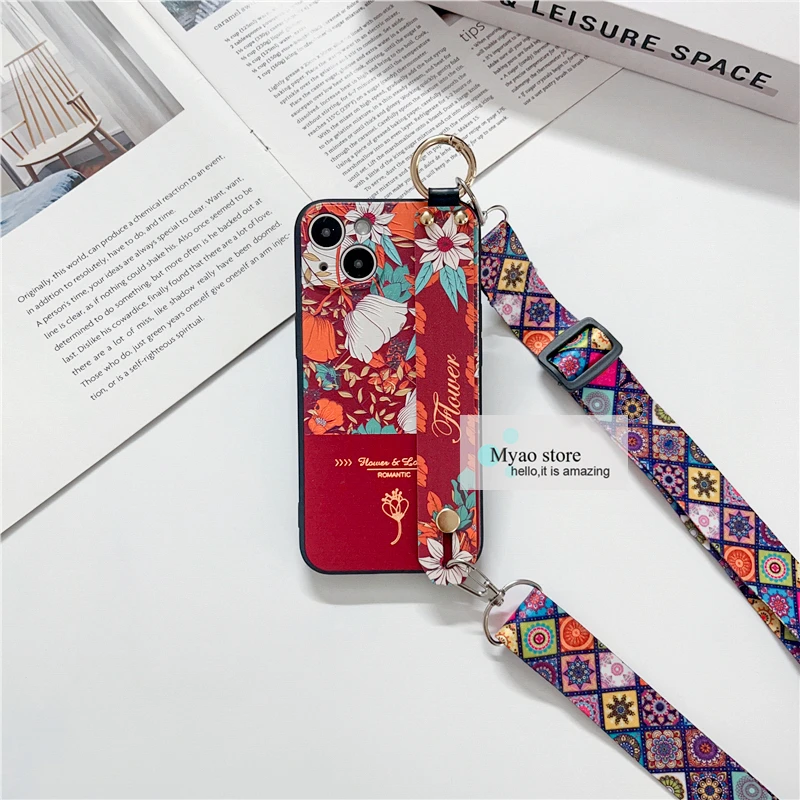 Luxury Crossbody Phone Holder Case with Wrist Strap and Necklace Lanyard