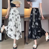 Chinese Style Maternity Culottes Drawstring Waist Wide Legs Trousers Fashion Printing Pregnant Woman Pantskirt Wide Leg Pants 1