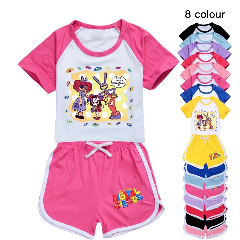 

The Amazing Digital Circus Kids Clothes Summer Girls T-shirt+Shorts Set Boys Casual Short Tops Suit Children Pajamas Tracksuits