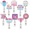 Acrylic Glitter Baby Uterus Donut Retractable Badge Reel Rotating Crocodile Clip ID Badge Holder for Doctor Nurse 1