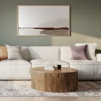Coffee Table in , 36-Inch Round, Solid Mango Wood Drum Design for Living Room Assembled, coffee table 2