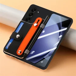 Premium Wallet Case with Card Slot, Screen Protector, Pen Holder & Wrist Strap - No Pen Included for Galaxy Z Fold 5 (Black(NO Pen))
