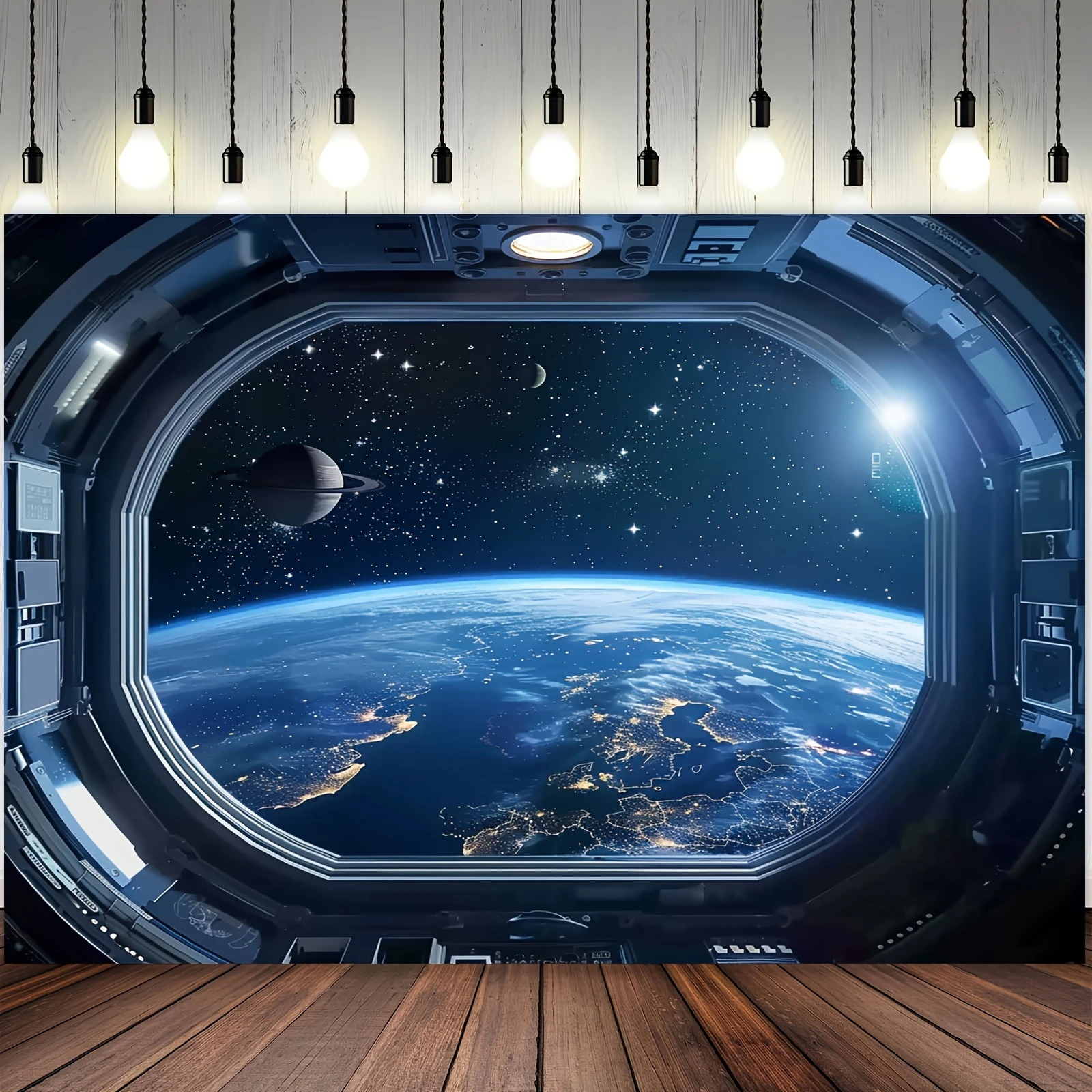 Photography Backdrops Space themed flags for home office party photo booth backdrops multi-purpose sci-fi planet decorations for any occasion