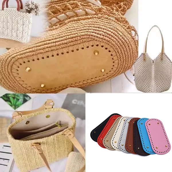 

22*10cm Long Bottom For Knitted Bag Oval Bag Bottom For PU Leather Bag Base Solid Color Bag Bottom With Rivet Bag Accessories