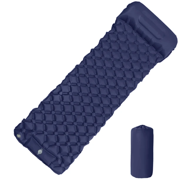Outdoor Camping Inflatable Mattress Sleeping Pad with Built-In Pillow & Pump – Ultralight Air Mat for Hiking, Backpacking, and Travel 1