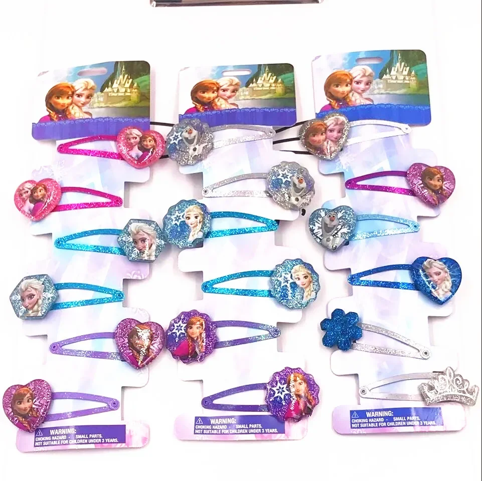 6PCS/Lot Hair Accessories Princess Elsa Anna Elastic Hair bands  Hair pins BB Clips Headwear For Girls Kid Gifts Headdress
