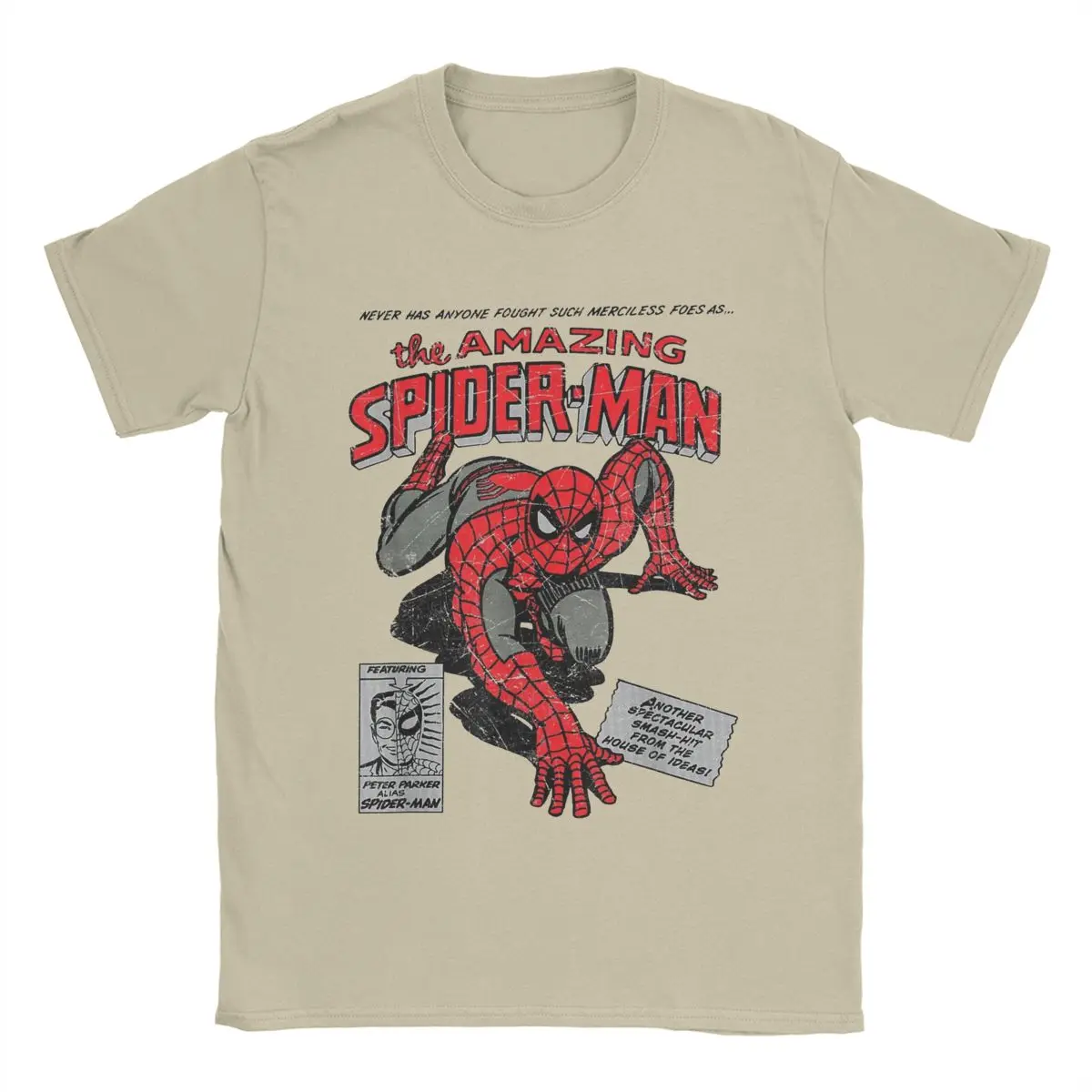 thumbnail image 1 of Camisetas creativas de Spiderman para hombres, camisa de cuello redondo, 100% algodón, Retro, cómic, película, regalo de cumpleaños, 1 of 5