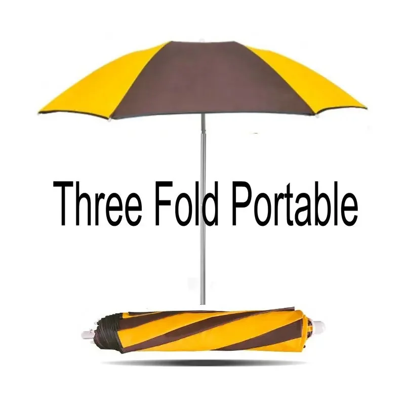 Outdoor Fishing Umbrella Triple Fold Portable Camping Beach Umbrella Sun Protection One Layer Patio Umbrellas Silver Adhesive fold parasol
