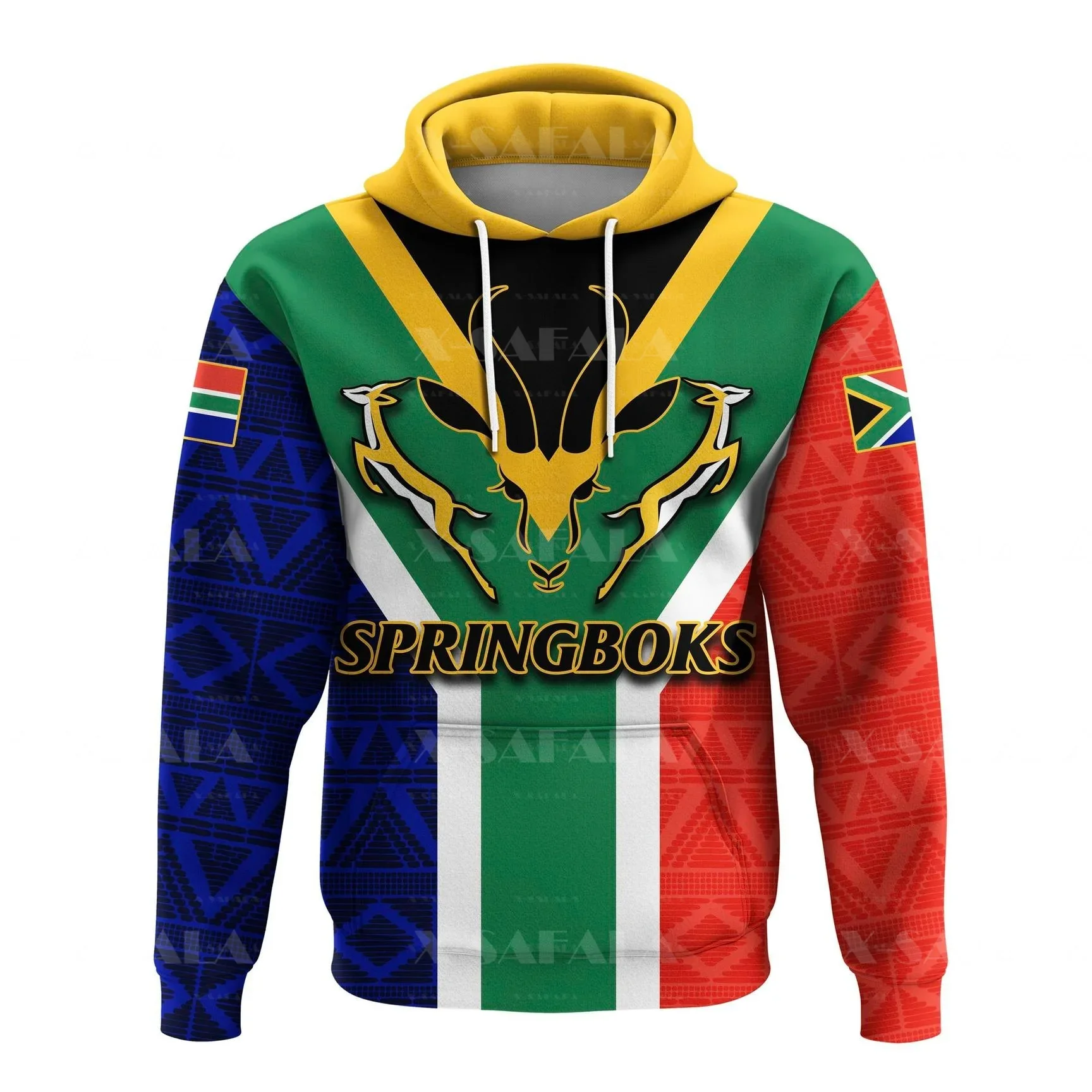 

South Africa Springbok Rugby Flag 3D Print Zipper Hoodie Men Pullover Sweatshirt Hooded Jersey Tracksuit Outwear Coat Casual