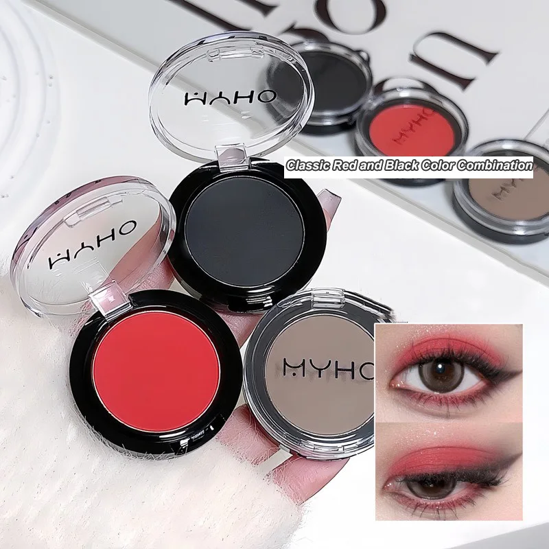 Smoky Blue & Red Eyeshadow Palette with Natural Highlighter for Delicate Eye Contouring