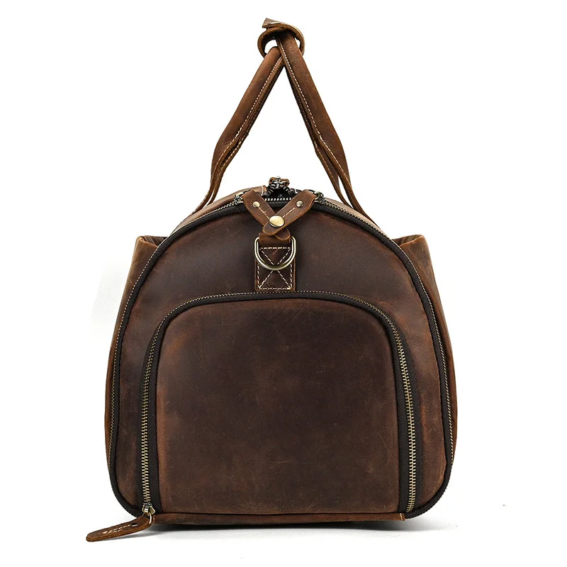 Leather Travel Bag With Shoe Compartment