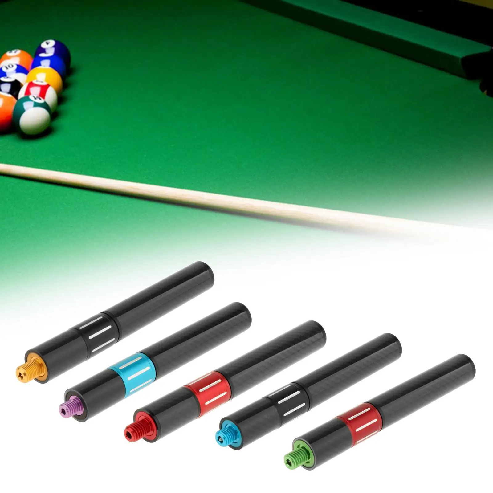 Pool Cue Extension Carbon Fiber Retractable Compact Billiard Connect Shaft Cue