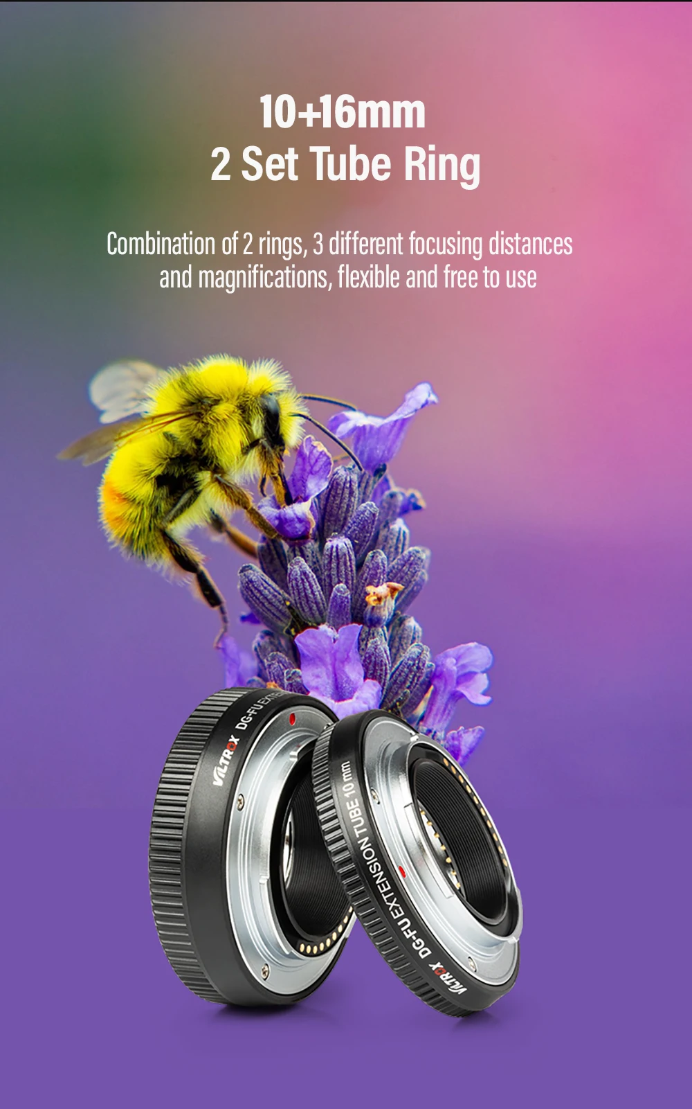 VILTROX DG-FU  AF Macro Extension Tube, Auto Focus Metal Ring, Lens Adapter Moun