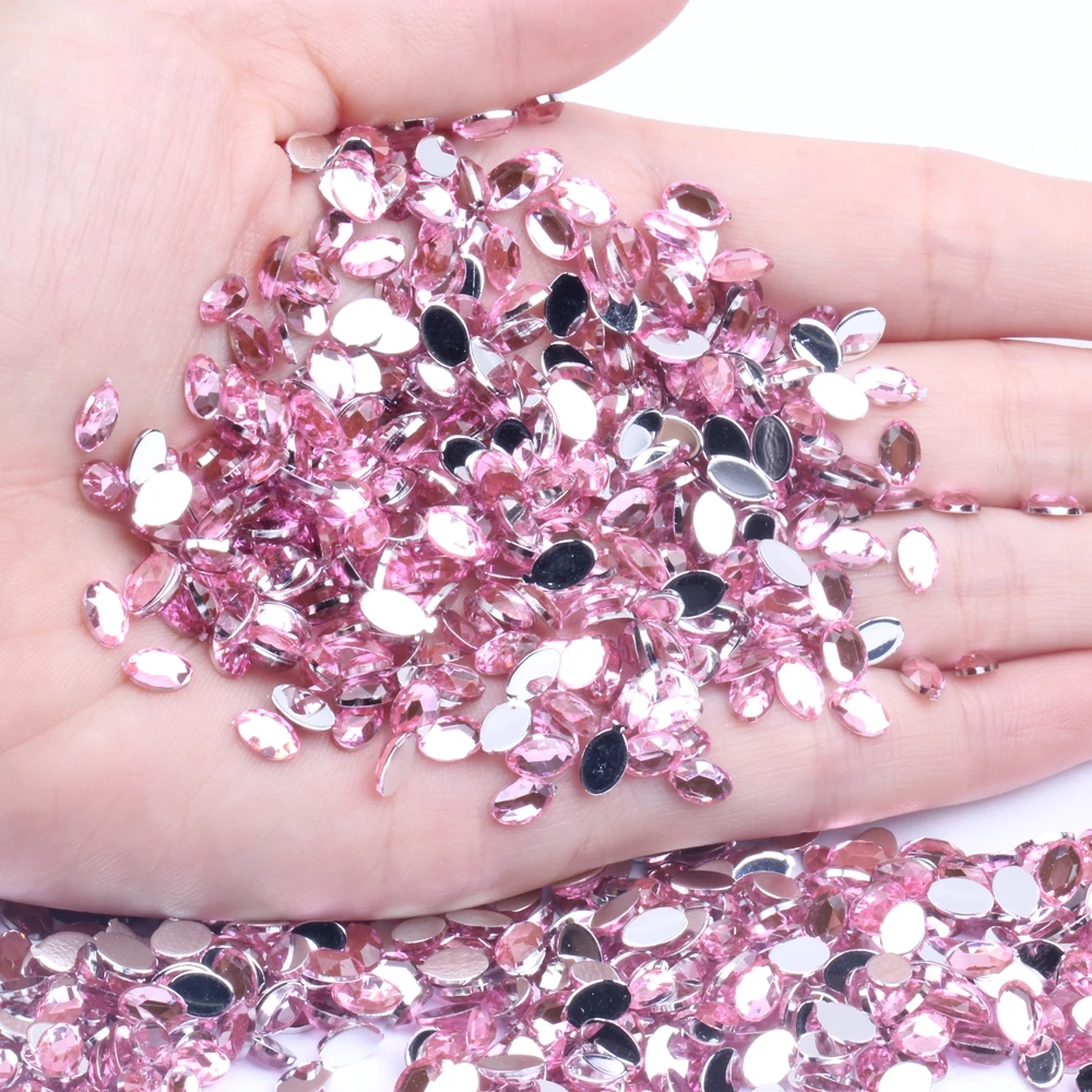 

Новый стиль, плоские задние грани, акриловая искусственная кожа, овальная форма, 4x6 мм, 2000 шт., многоцветный клей на бусинах, дизайн ногтей, украшение для одежды своими руками