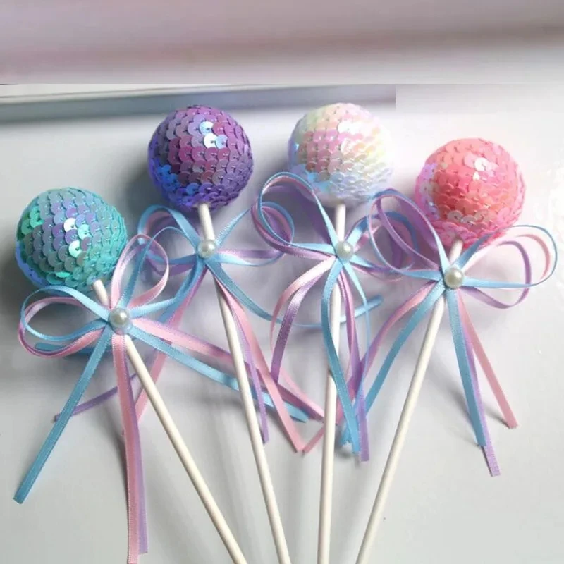 

Flash Sequin Ball Cake Topper Happy Birthday Wedding Chocolates Mousse Flags Party Decoration For Baking Dessert Supplies