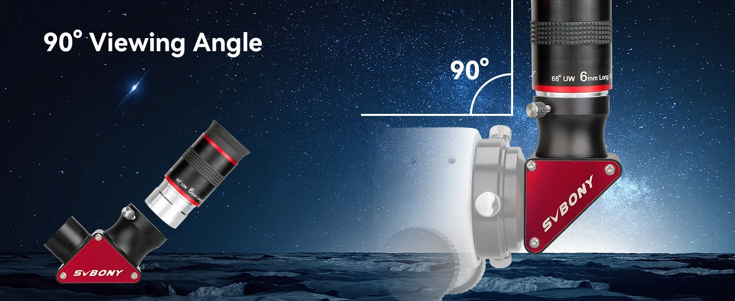 Svbony Teleskop-Okular 1,25 Zoll 68 Grad UWA 6 mm + SV188P Zenith-Spiegel-Teleskop-Zubehör-Set für astronomisches Teleskop – Detail 2