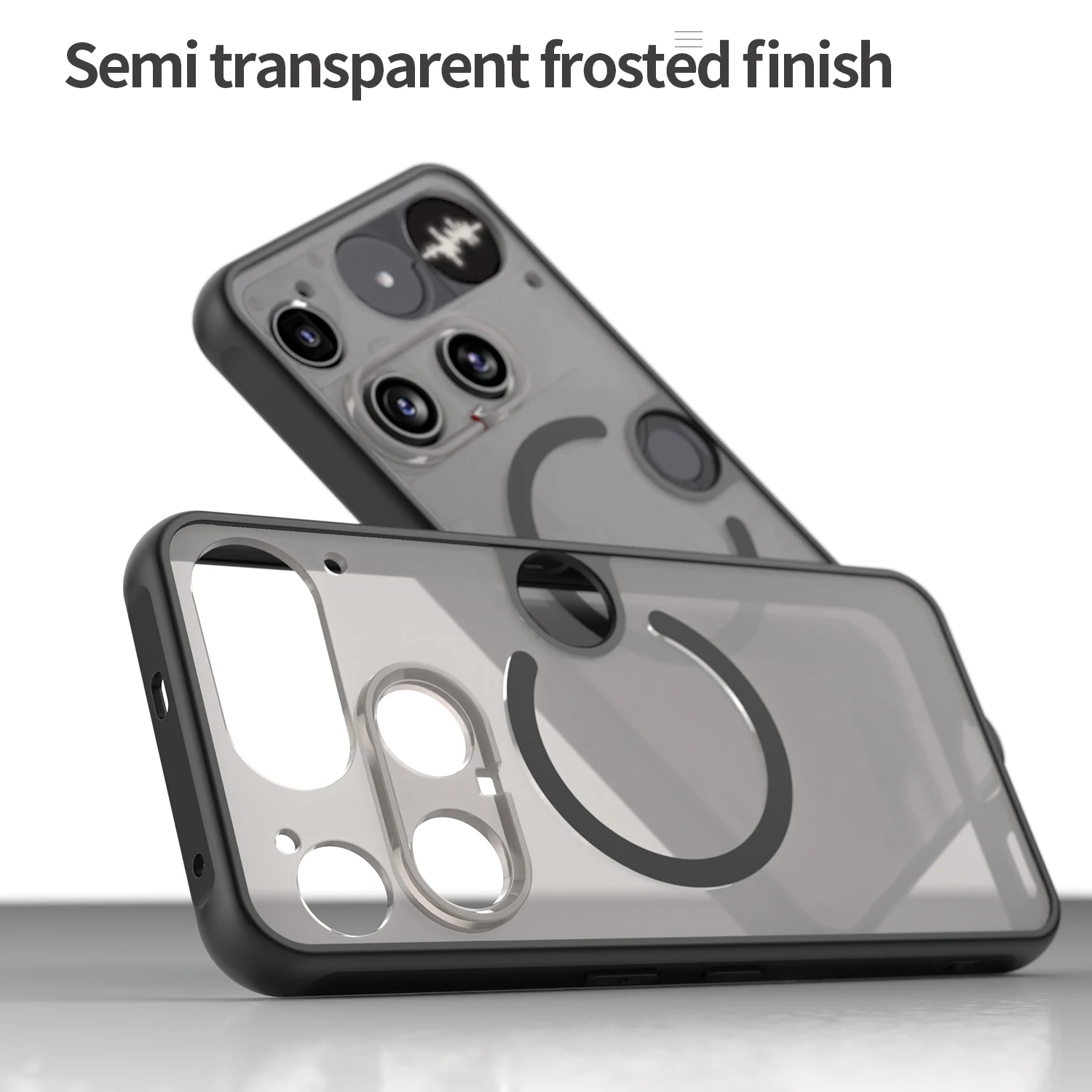 Translucent Frosted Shield Shockproof Case with Magnetic Back Cover