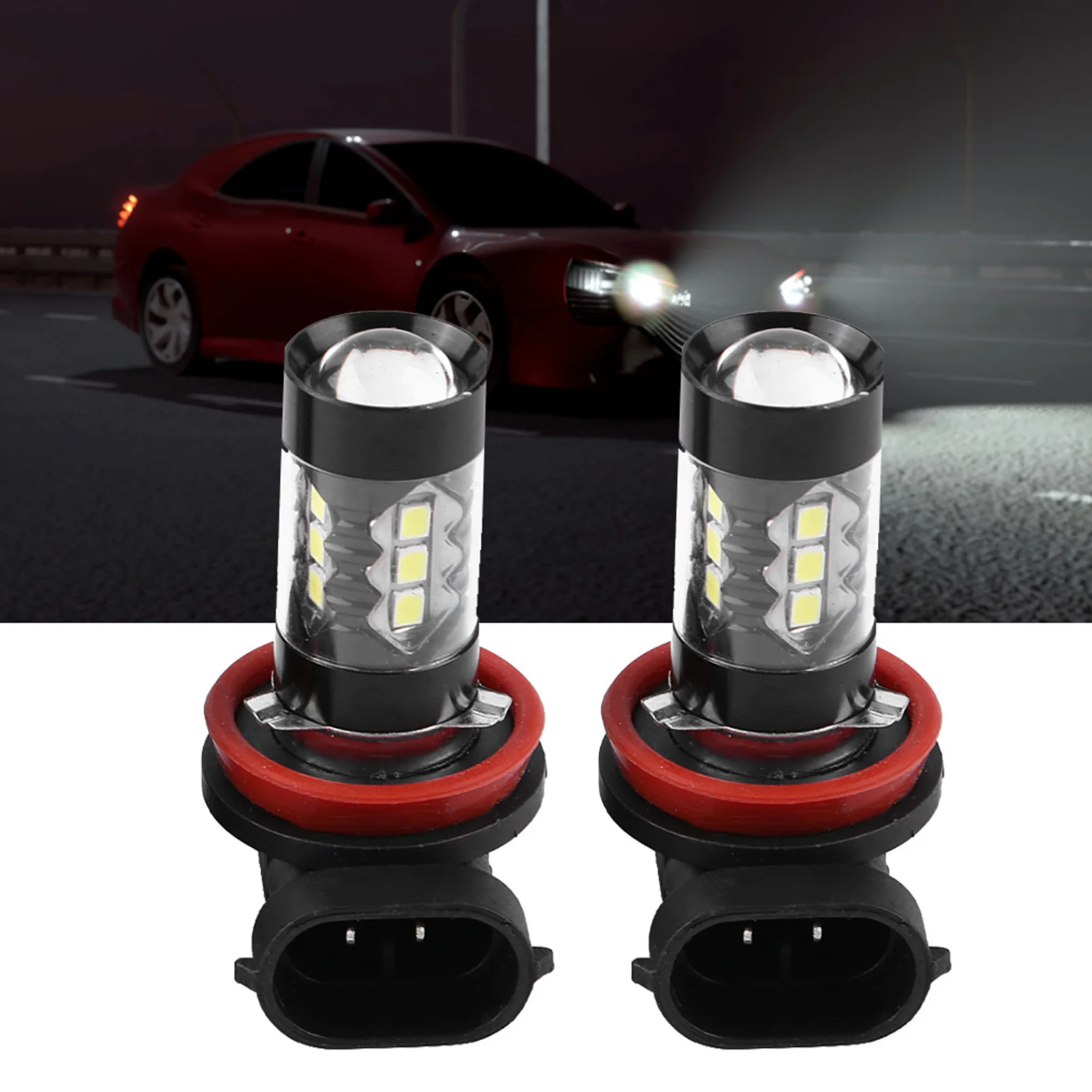 

2 шт. H11 H8 12 В ‑ 24 в 80 Вт Автомобильные яркие дневные лампы высокой мощности