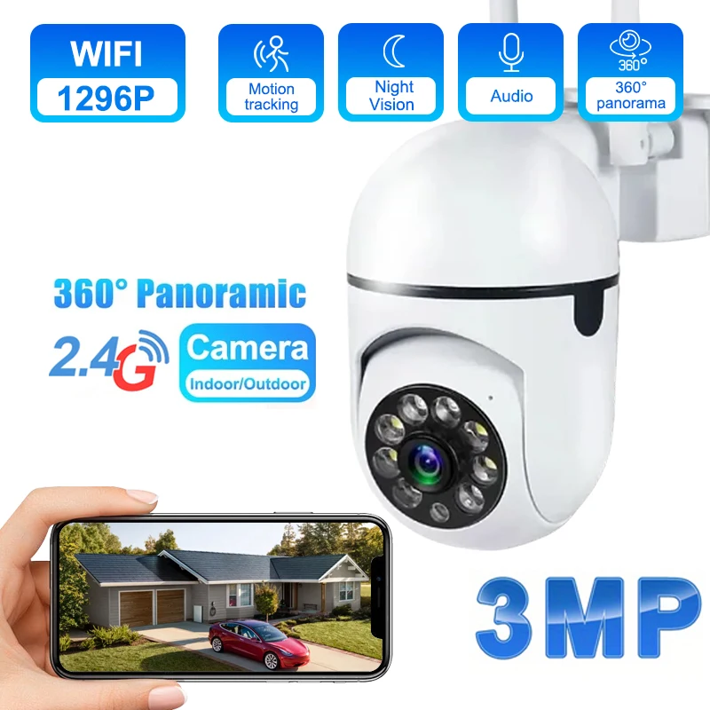 양방향 오디오, PTZ 줌 및 동작 감지 기능을 갖춘 무선 컬러 야간 투시경 보안 카메라 3MP HD 무선 홈 보안 카메라