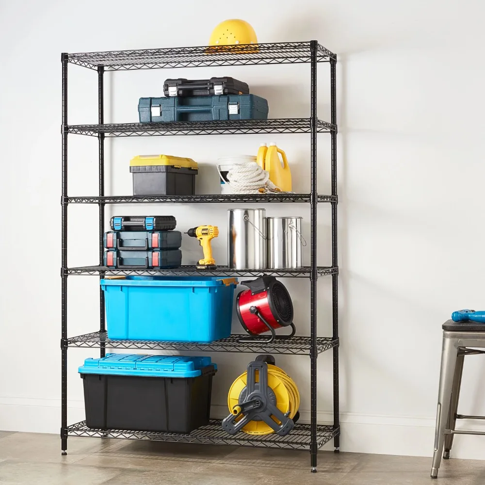 

6 Tie Heavy Duty Steel Wire Shelf Unit Black Capacity 3600 lbs organize shelves Tools Packaging