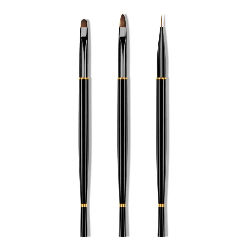 Ensemble de stylos à 3 nervures pour la peinture sur les ongles, pinceau carapté noir, stylo à crochet fleur, outil d'amélioration des ongles, N64.