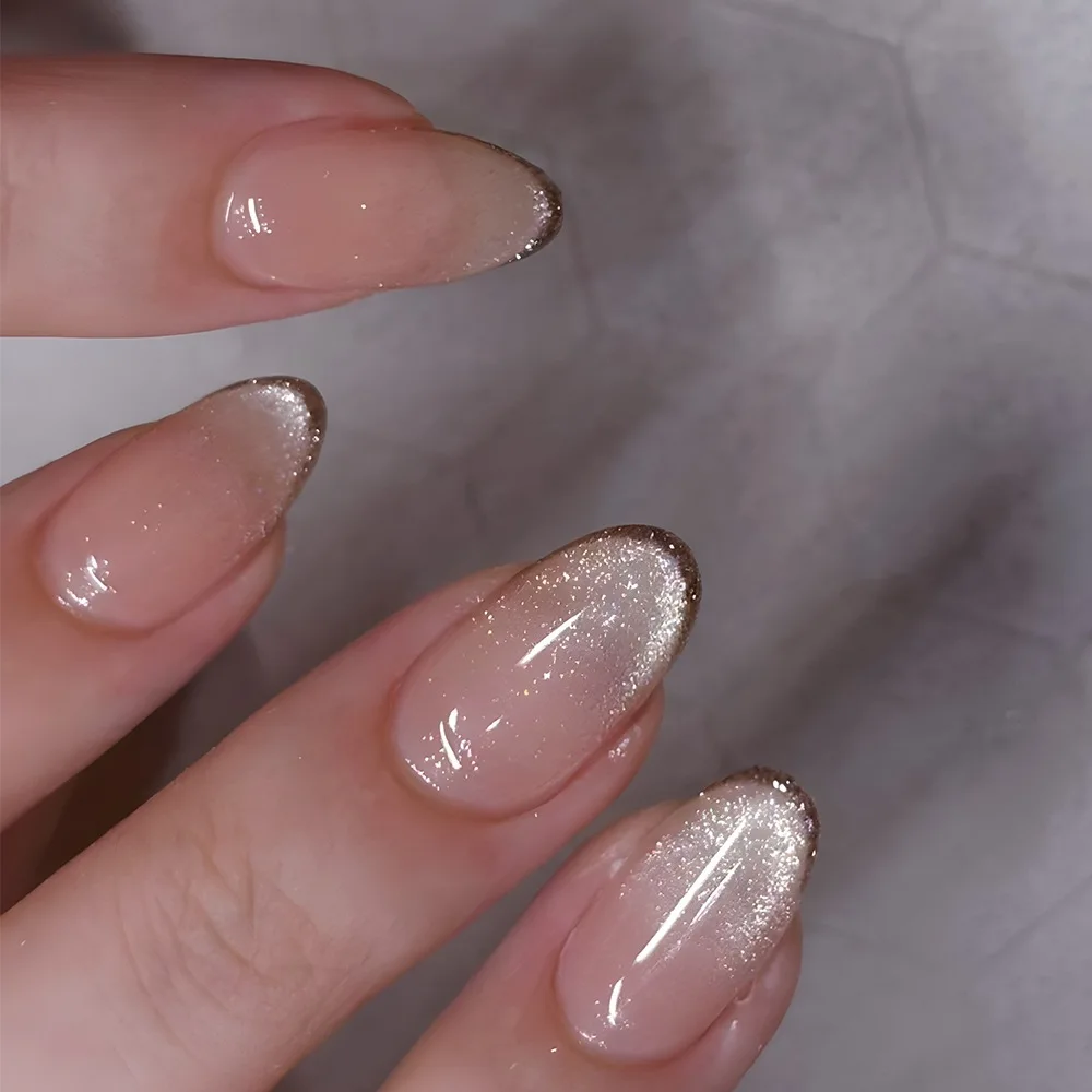 24pcs French Almond Press On Nails