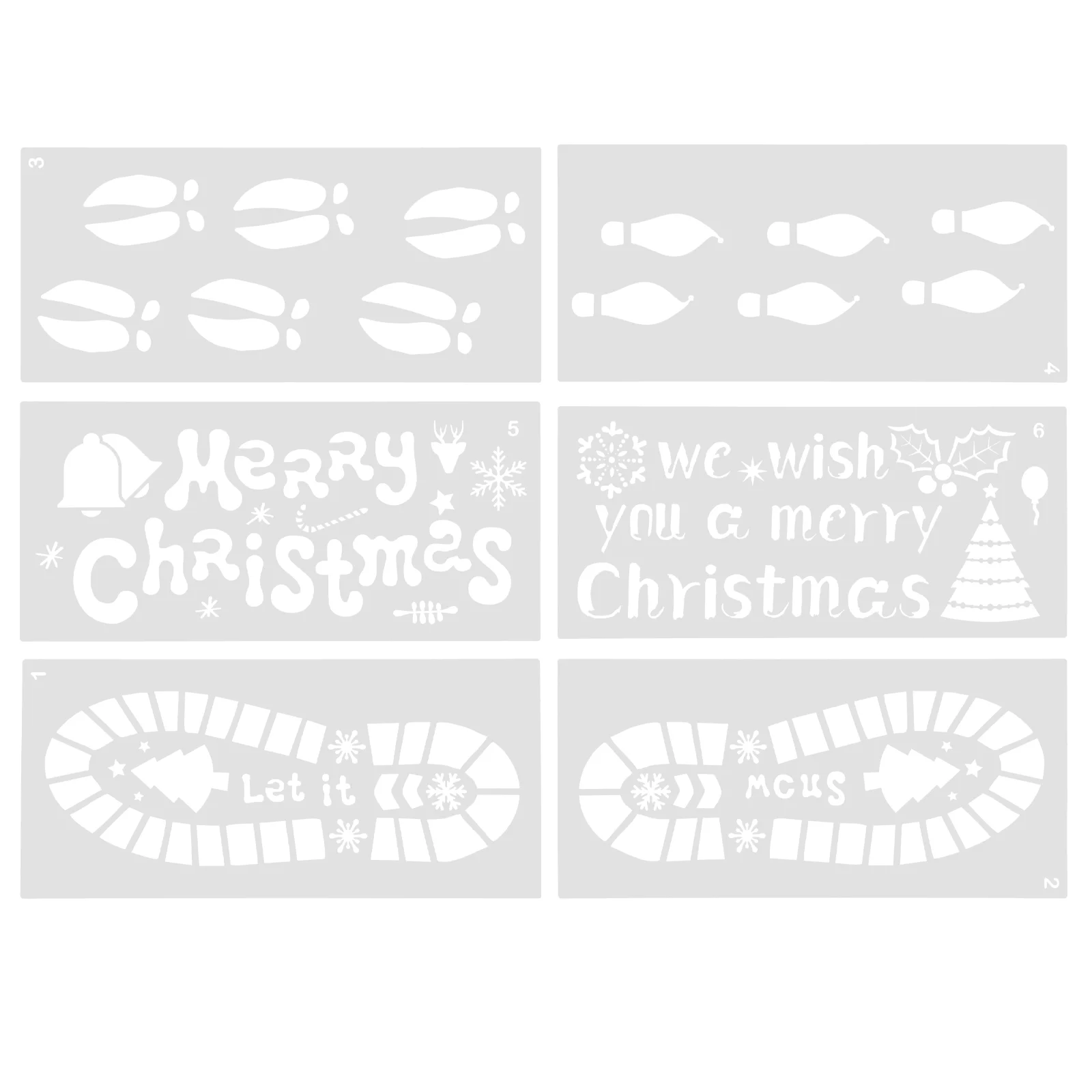 

6 Sheets Christmas Cutout Template Painting DIY Kids Drawing Crafts Footprint Stencils The Pet Spray Templates Tool