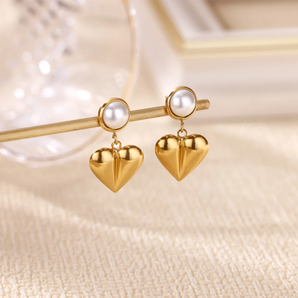 Imitation Pearl Geometric Earrings for Women Waterproof Jewelry