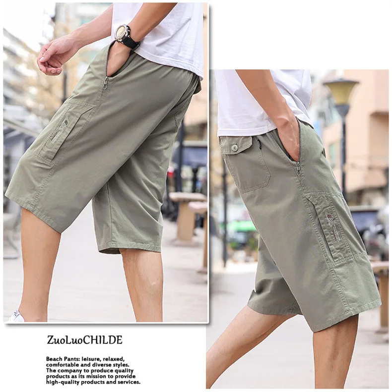 Mens Summer 100% Cotton Cargo Shorts Mens Casual Loose Multi pocket Plus Size Short Pants Outdoor Sport Hiking Jogger Shorts 6XL 2