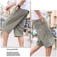 Mens Summer 100% Cotton Cargo Shorts Mens Casual Loose Multi pocket Plus Size Short Pants Outdoor Sport Hiking Jogger Shorts 6XL 2