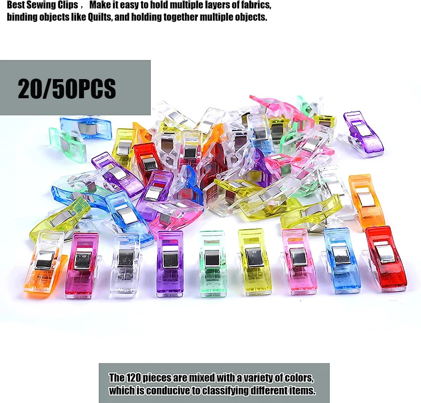 Multipurpose Sewing Clips Plastic Clip Quilting Clip Clamps for DIY Craft Blinding Crochet and Knitting Clamps 20/50Pcs sewing clips plastic clips
