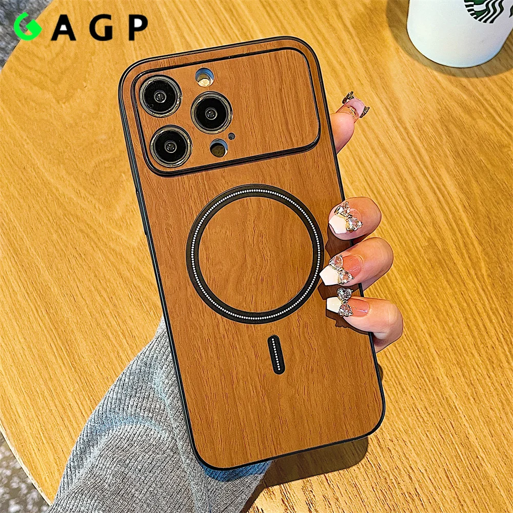 WoodHardMagsafeCaseForiPhone14ProMax13ProWirelessCharging