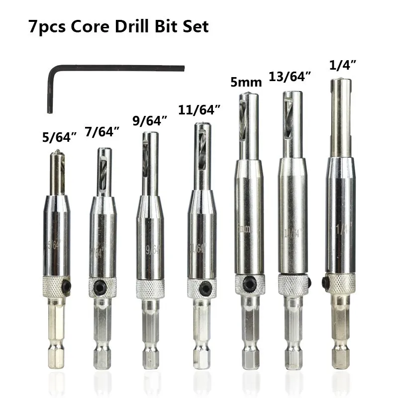 

4PCS/7PCS Wood Drilling Door Window Pin Cabinet Woodworking Drilling Core Drill Bit HSS Self Centering Hinge Drill Bits Set