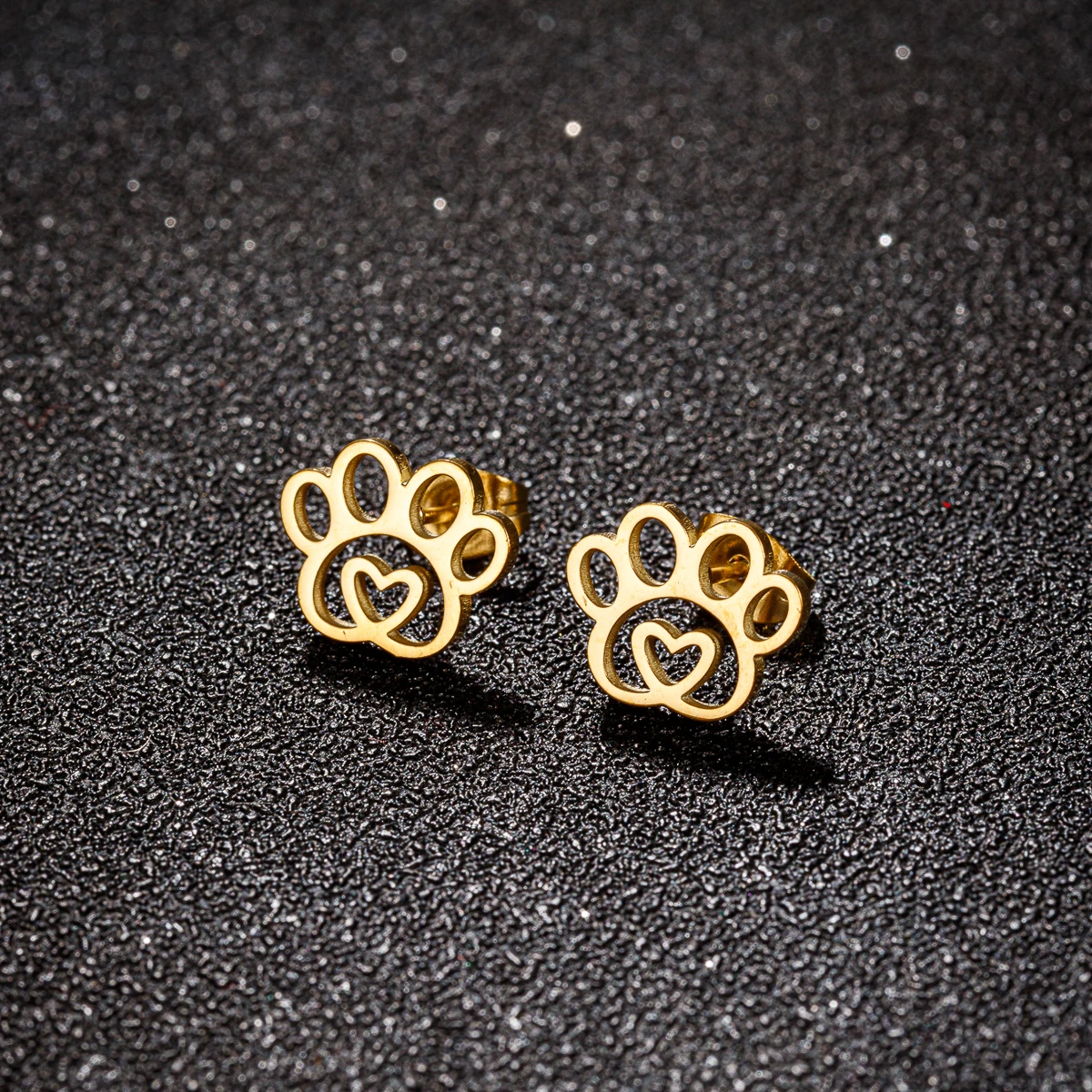 Shuang shuo 1 Paar Trend niedlichen Pfoten abdruck Ohrringe für Frauen Katze und Hund Pfote Ohr stecker Edelstahl Ohr Piercing Brincos – Detail 3