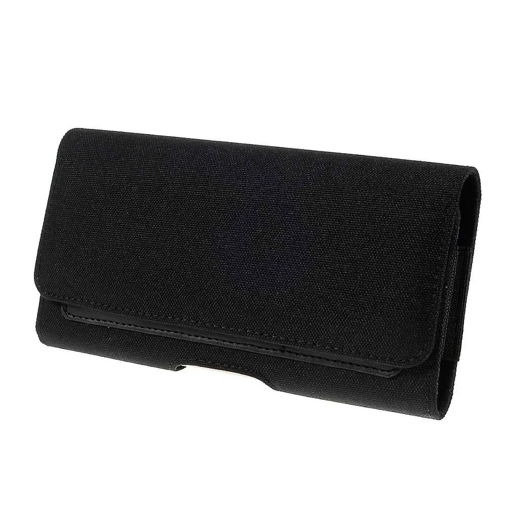 Per Motorola Thinkphone (2023) Custodia Clip Metallo Cintura Orizzontale Portacarte Tessuto E Pelle - Nero