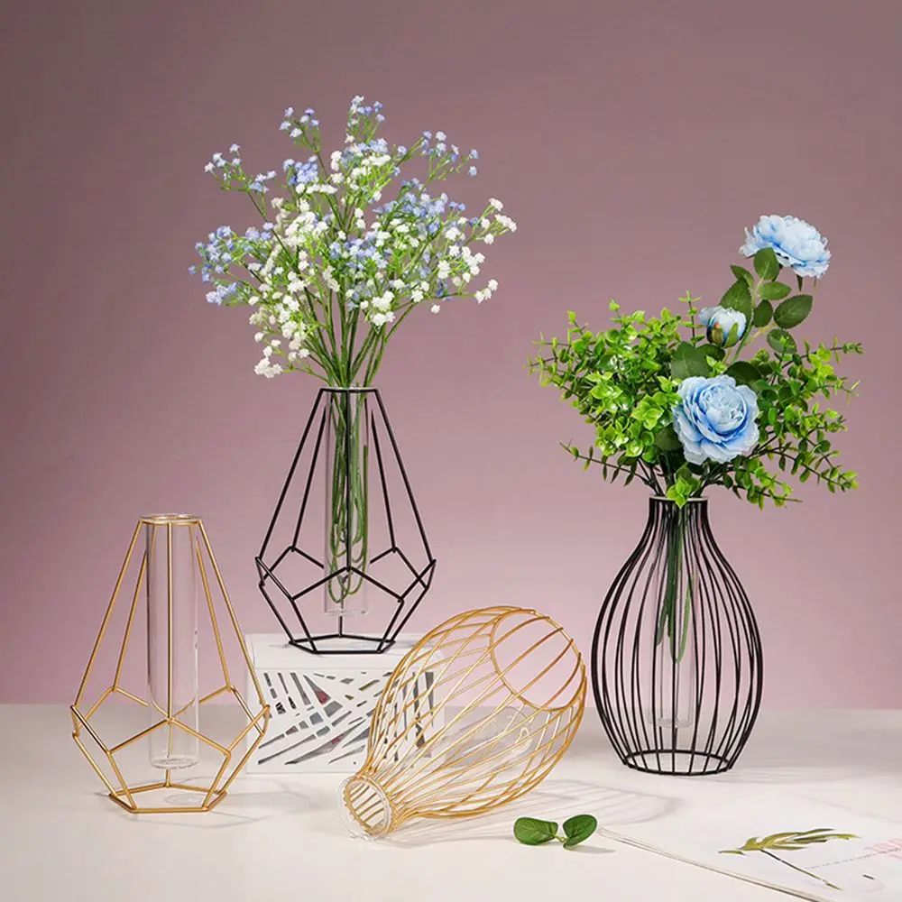 Vaso In Vetro Geometrico Per Idroponica - Triangolo In Ferro E Vetro - Decorazione Casa O Ufficio
