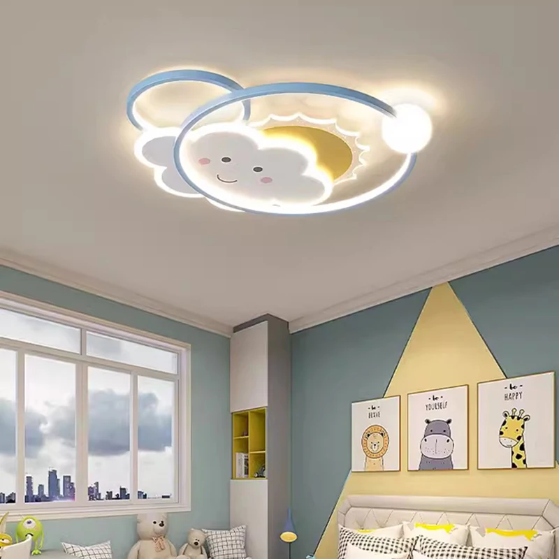 Luces de techo LED para habitación de niños, luz de nube de arco iris de sol, dibujos animados creativos, lámparas de techo para dormitorio de niño pequeño y Niña
