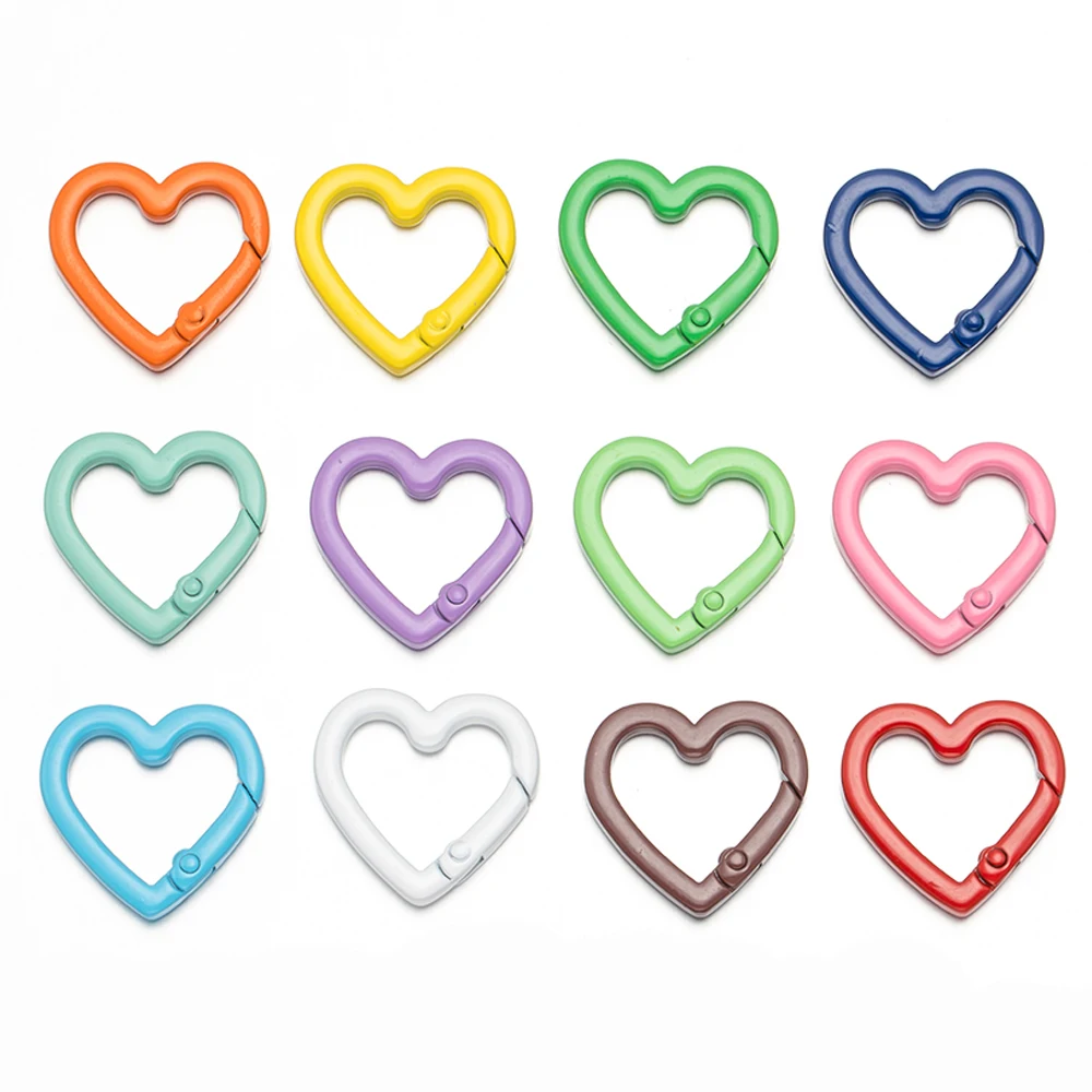 Heart Shaped Carabiner Keychain Hook Set for DIY Jewelry and Crafting