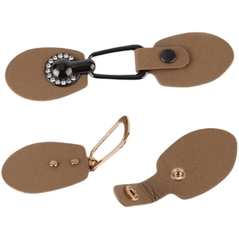 3 Pairs PU Leather Sew-On Toggles with Black Resin Horn Button for Coat Cape Jacket Clothing Buttons Replacement Kit