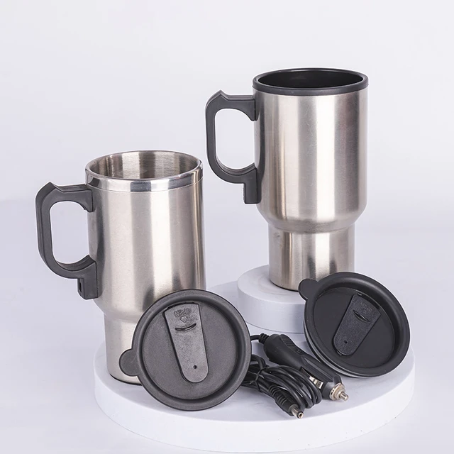 12V 450ml Steel Vehicle Heating Cup Electric Heating Car Kettle Coffee  Heated Mug USB Heating Car Coffee Mug Thermos Cup - AliExpress