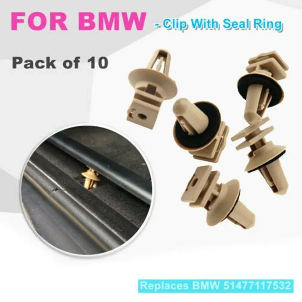 10Pcs 10mm Hole Car Interior Plastic Clips Trims Sill Door Entrance Clips For BMW 51477117532 Car Interior Clip Fasteners 50pcs 7 5mm hole plastic rivets clip auto bumper retainers fasteners fit car door trim panel fender clips for ford car styling